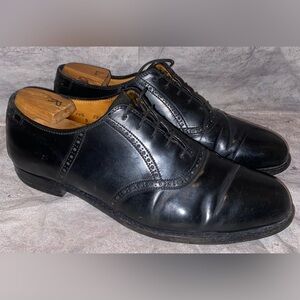 Alden 993 Black Shell Cordovan Saddle Brogues Derby Oxford Dress Shoes 10.5 Vntg